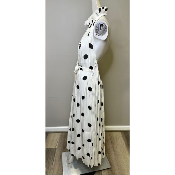 NWT Halpern Sleeveless Polka Dot Plisse Backless Midi Dress Size 36 (2) $2380 - Picture 6 of 14